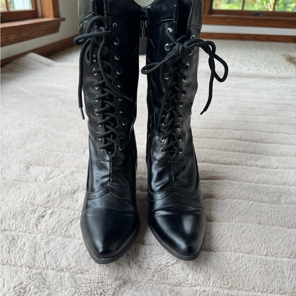 Black Lace-Up Women's Costume Boots - Picture 2 of 5